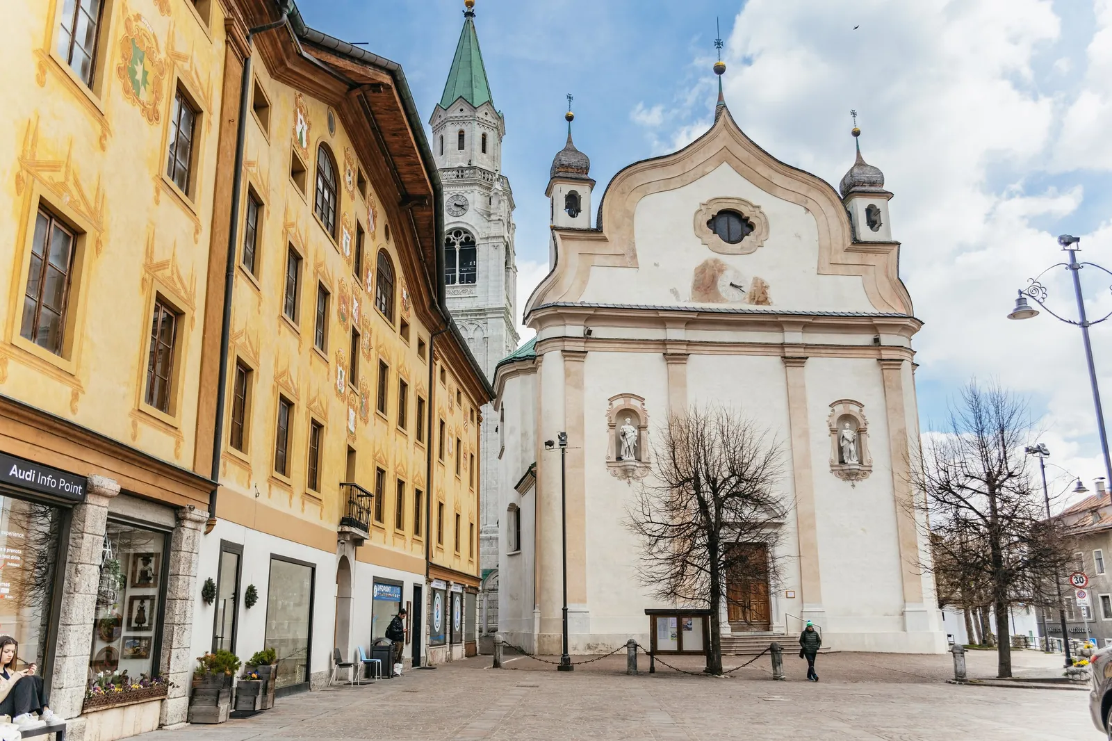 Baroque church and bell tower in Pieve di Cadore