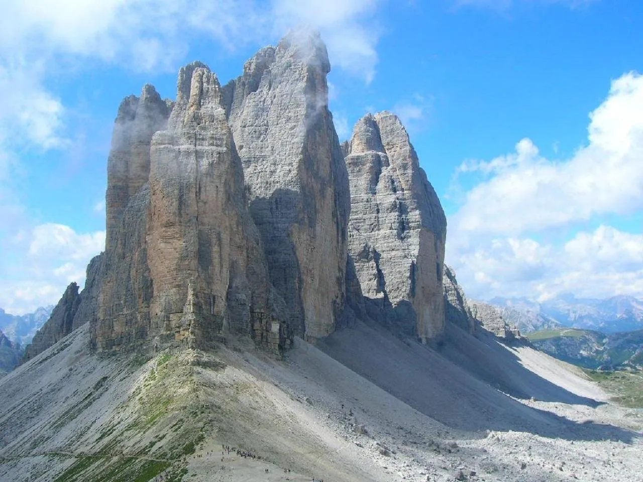 Southern walls of the Tre Cime di Lavaredo in sunshine